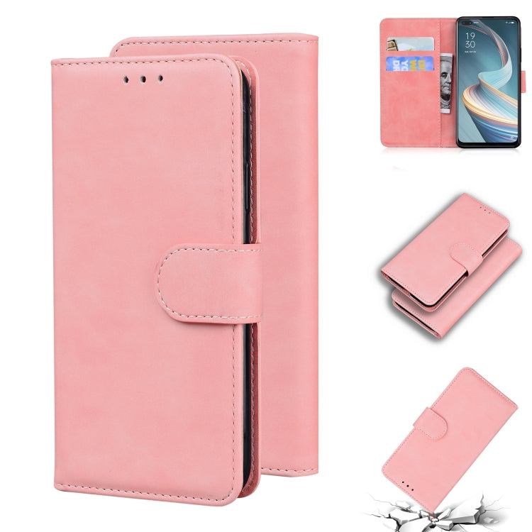 For OPPO A92S/Reno4 Z 5G Skin Feel Pure Color Flip Leather Phone Case