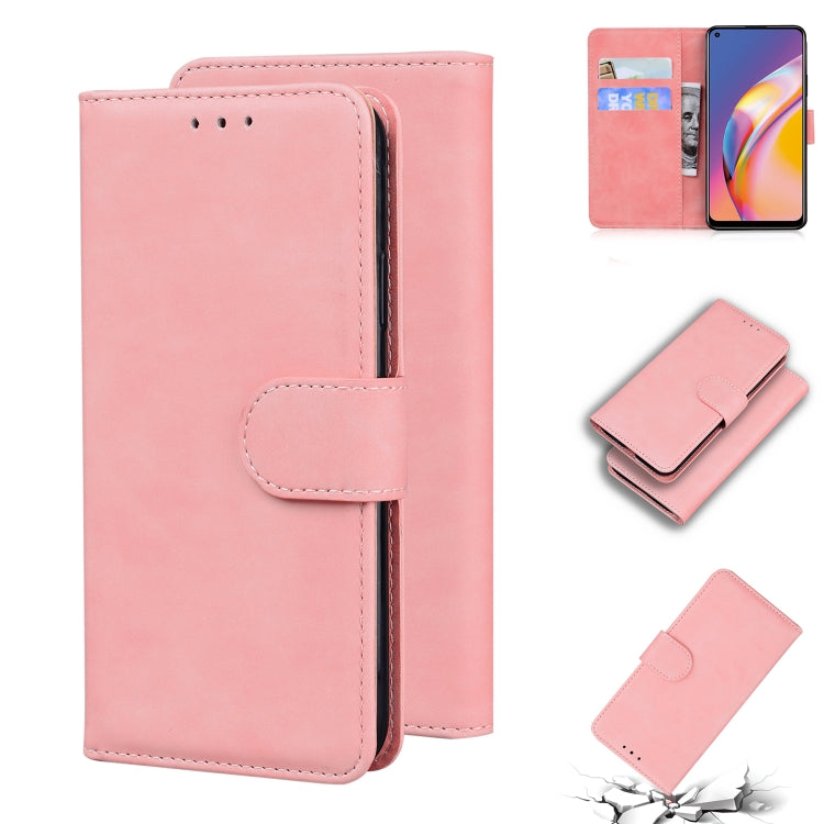 For OPPO A94 4G/F19 Pro/Reno5 F Skin Feel Pure Color Flip Leather Phone Case