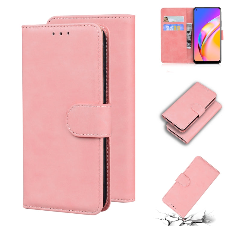 For OPPO A94 5G/F19 Pro+ 5G/Reno5 Z Skin Feel Pure Color Flip Leather Phone Case