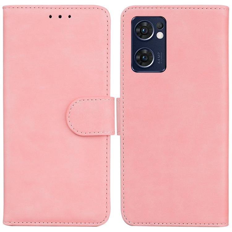 For OPPO Reno7 5G (Taiwan)/Find X5 Lite Skin Feel Pure Color Flip Leather Phone Case