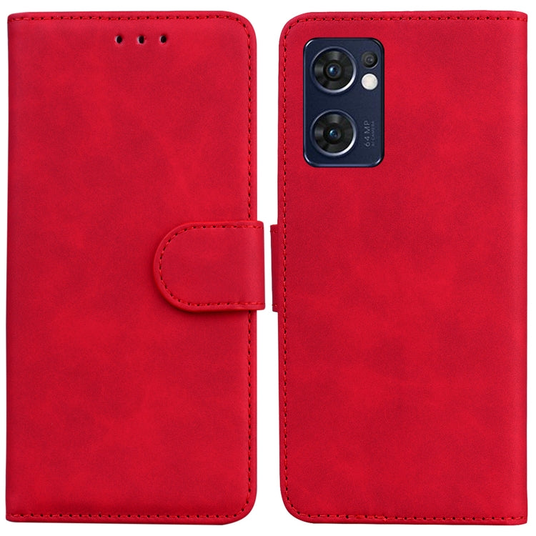 For OPPO Reno7 5G (Taiwan)/Find X5 Lite Skin Feel Pure Color Flip Leather Phone Case