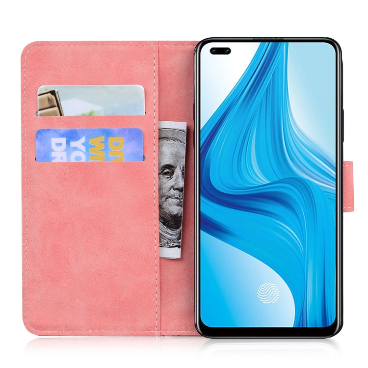 For OPPO Reno4 Lite/F17 Pro/A93/Reno4 F Skin Feel Pure Color Flip Leather Phone Case