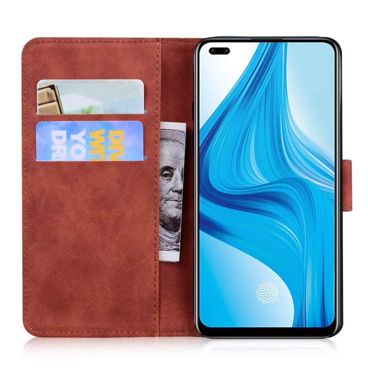 For OPPO Reno4 Lite/F17 Pro/A93/Reno4 F Skin Feel Pure Color Flip Leather Phone Case