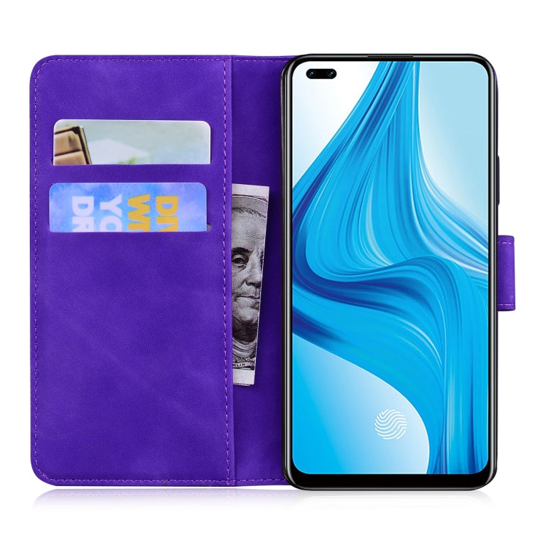 For OPPO Reno4 Lite/F17 Pro/A93/Reno4 F Skin Feel Pure Color Flip Leather Phone Case