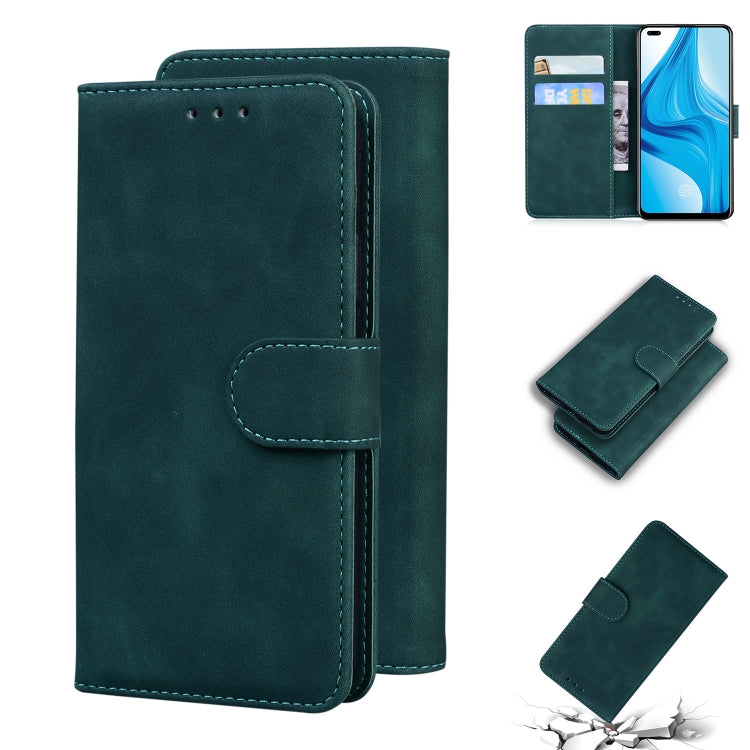 For OPPO Reno4 Lite/F17 Pro/A93/Reno4 F Skin Feel Pure Color Flip Leather Phone Case