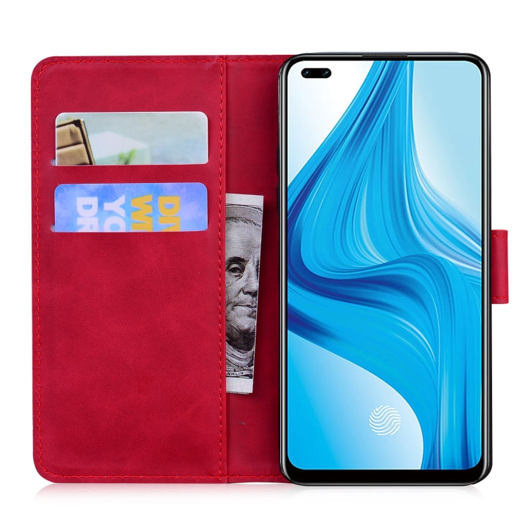 For OPPO Reno4 Lite/F17 Pro/A93/Reno4 F Skin Feel Pure Color Flip Leather Phone Case