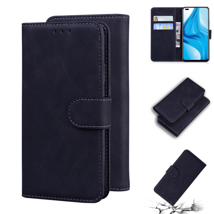 For OPPO Reno4 Lite/F17 Pro/A93/Reno4 F Skin Feel Pure Color Flip Leather Phone Case