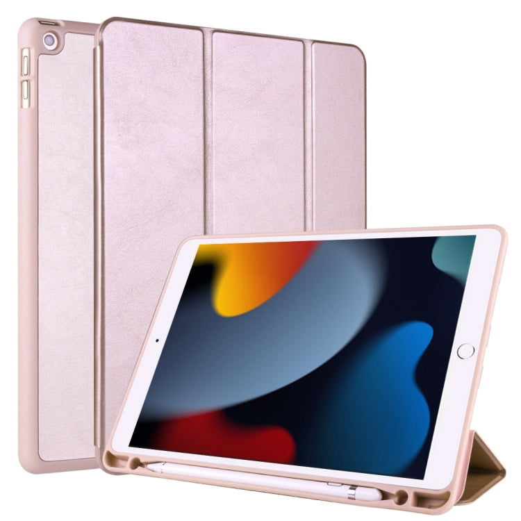 For iPad 10.2 Horizontal Flip Tablet PC PU Leather Case with Three-folding Holder & Pen Slot