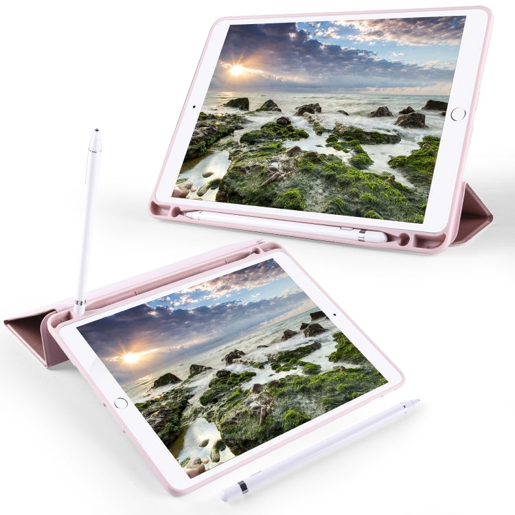 For iPad 10.2 Horizontal Flip Tablet PC PU Leather Case with Three-folding Holder & Pen Slot