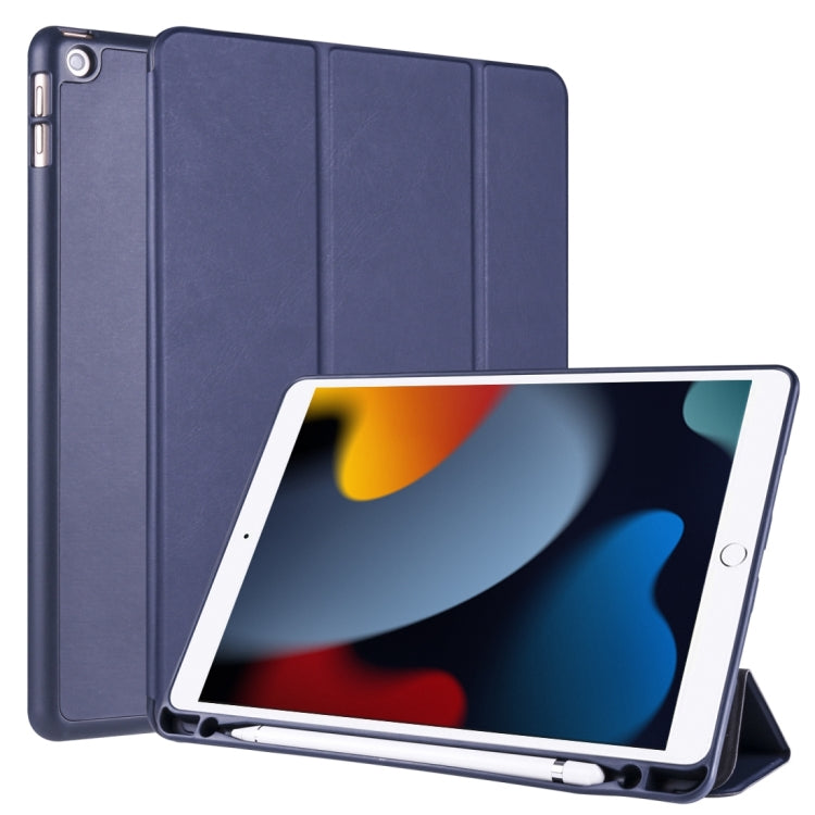 For iPad 10.2 Horizontal Flip Tablet PC PU Leather Case with Three-folding Holder & Pen Slot