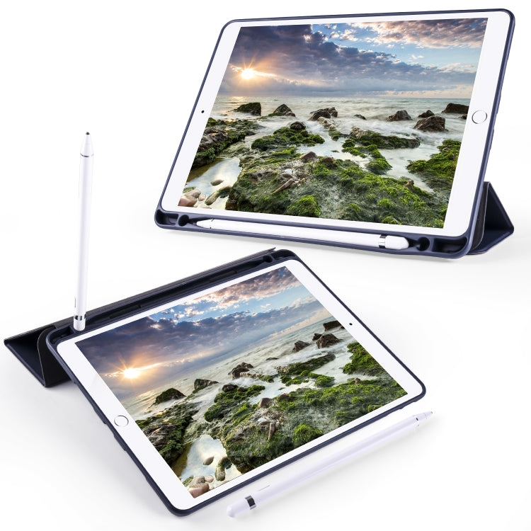 For iPad 10.2 Horizontal Flip Tablet PC PU Leather Case with Three-folding Holder & Pen Slot