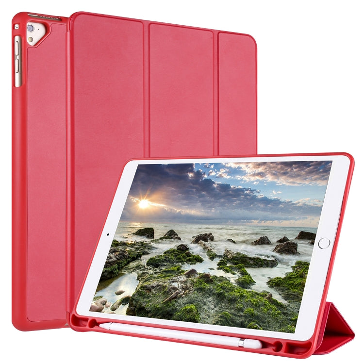 For iPad 9 / 8 / 7 / 6 / 5 Horizontal Flip Tablet PC PU Leather Case with Three-folding Holder & Pen Slot