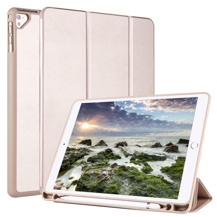 For iPad 9 / 8 / 7 / 6 / 5 Horizontal Flip Tablet PC PU Leather Case with Three-folding Holder & Pen Slot