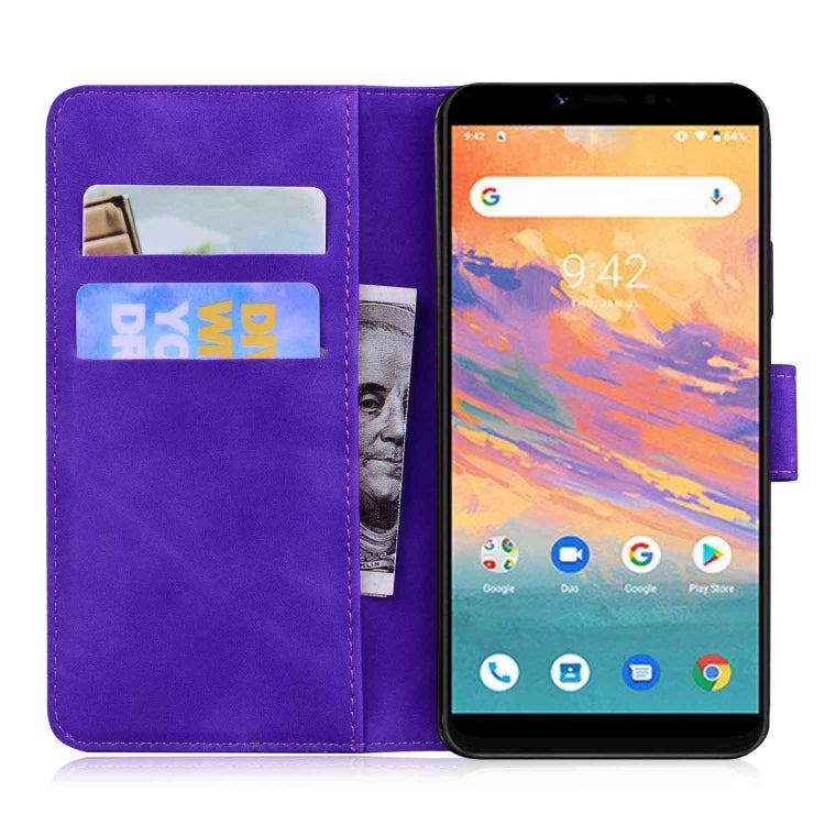 For UMIDIGI A3s Skin Feel Pure Color Flip Leather Phone Case
