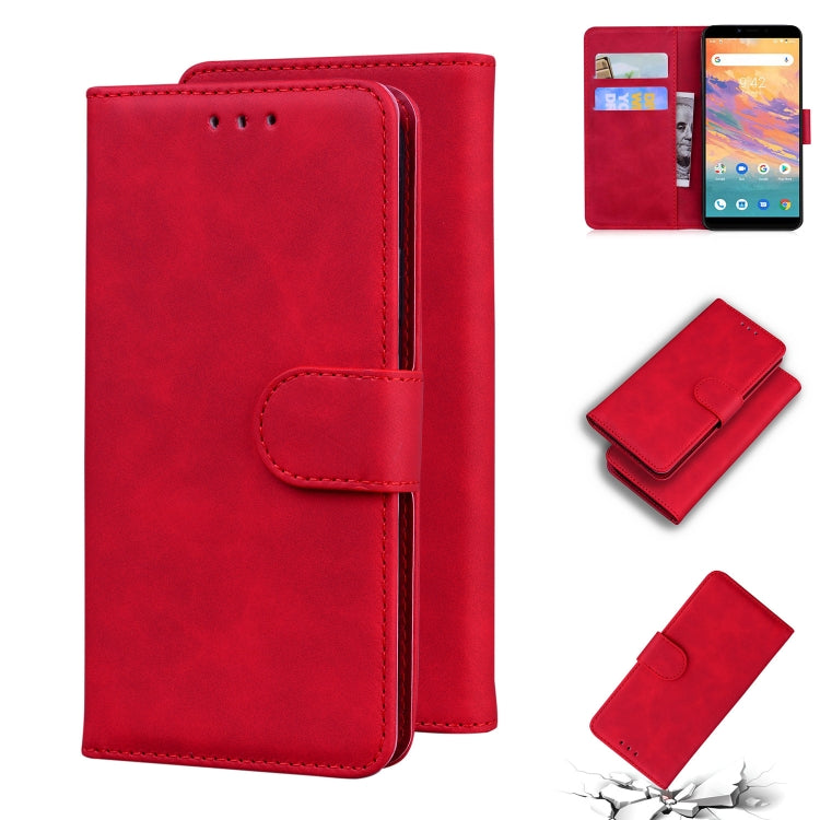For UMIDIGI A3s Skin Feel Pure Color Flip Leather Phone Case