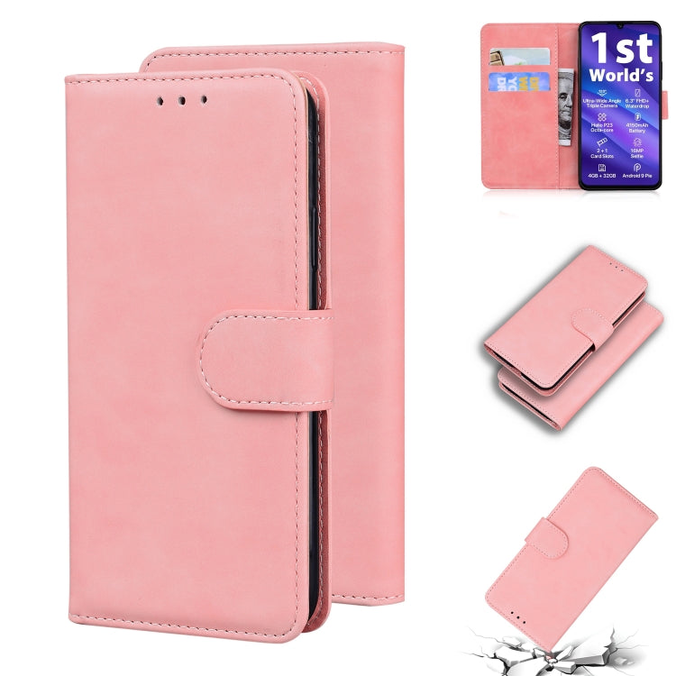 For UMIDIGI A5 Pro Skin Feel Pure Color Flip Leather Phone Case