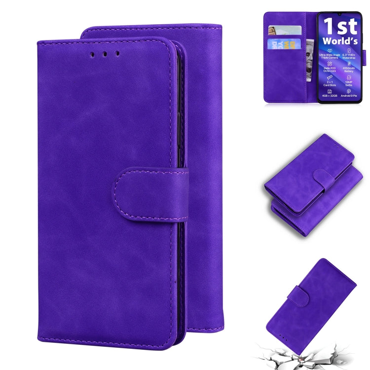 For UMIDIGI A5 Pro Skin Feel Pure Color Flip Leather Phone Case