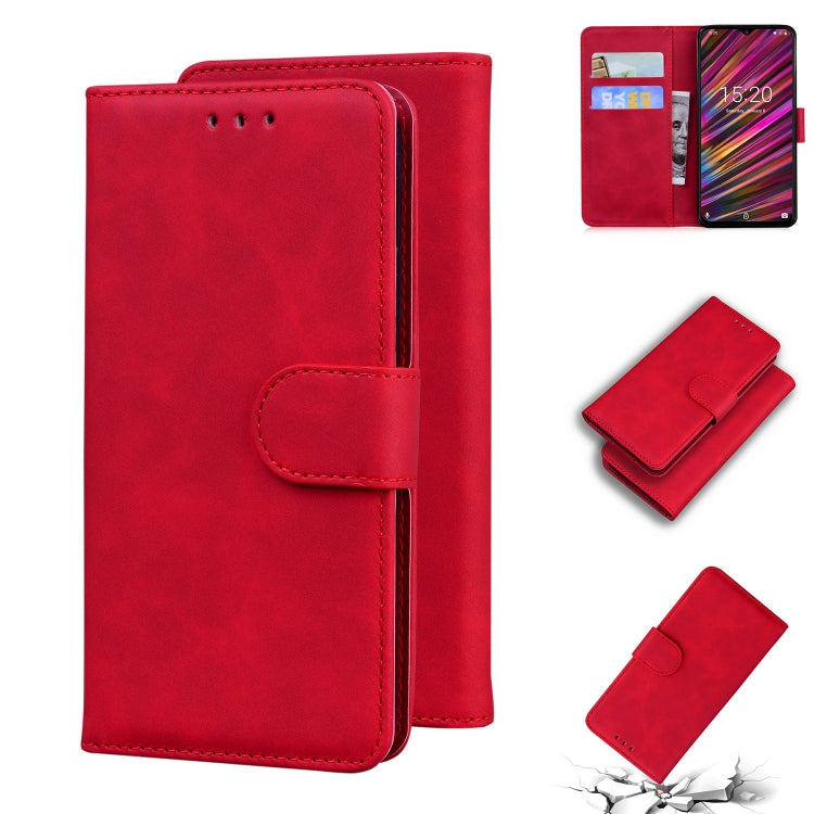For UMIDIGI F1 Skin Feel Pure Color Flip Leather Phone Case