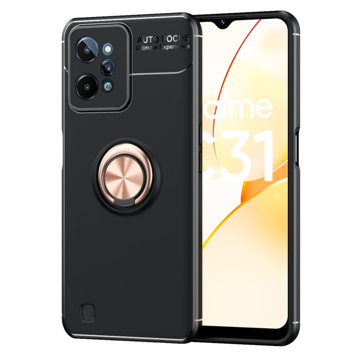 For OPPO Realme C31 Metal Ring Holder 360 Degree Rotating TPU Phone Case