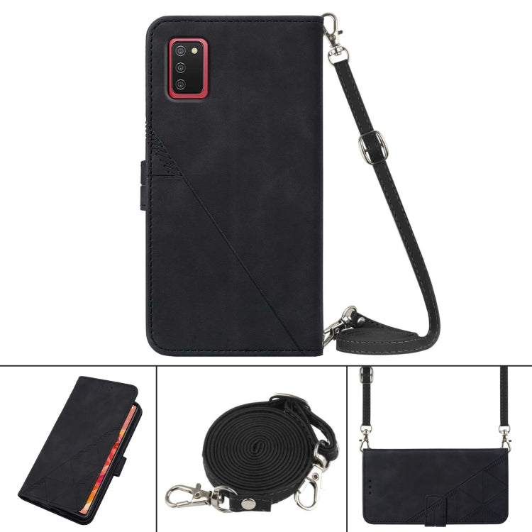 For Samsung Galaxy A02s 164mm Crossbody 3D Embossed Flip Leather Phone Case