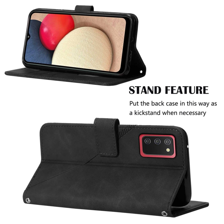 For Samsung Galaxy A02s 164mm Crossbody 3D Embossed Flip Leather Phone Case