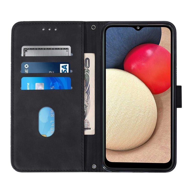 For Samsung Galaxy A02s 164mm Crossbody 3D Embossed Flip Leather Phone Case
