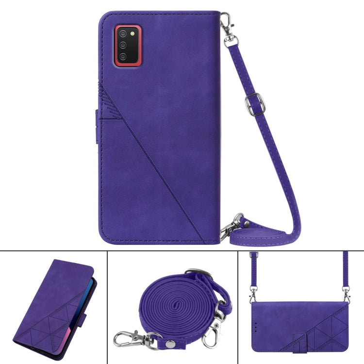 For Samsung Galaxy A02s 164mm Crossbody 3D Embossed Flip Leather Phone Case