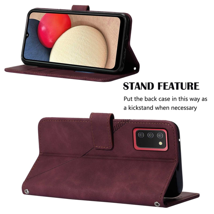 For Samsung Galaxy A02s 164mm Crossbody 3D Embossed Flip Leather Phone Case