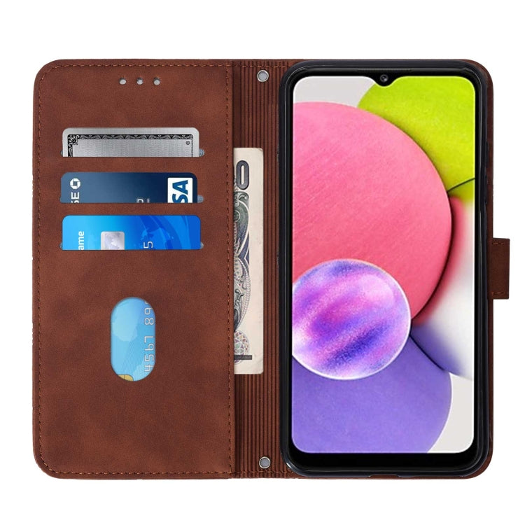 For Samsung Galaxy A03s 166mm Crossbody 3D Embossed Flip Leather Phone Case