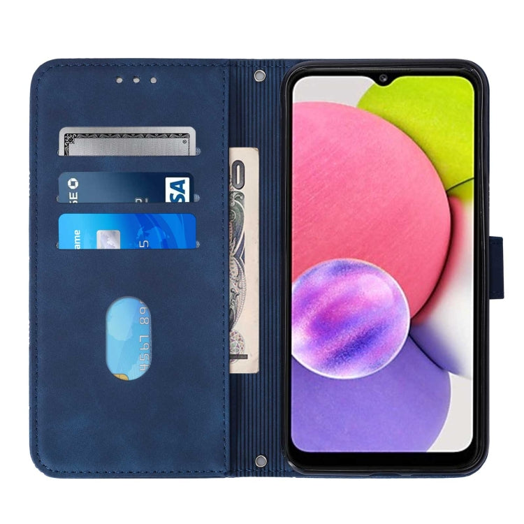 For Samsung Galaxy A03s 166mm Crossbody 3D Embossed Flip Leather Phone Case