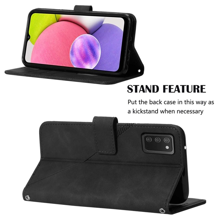 For Samsung Galaxy A03s 166mm Crossbody 3D Embossed Flip Leather Phone Case