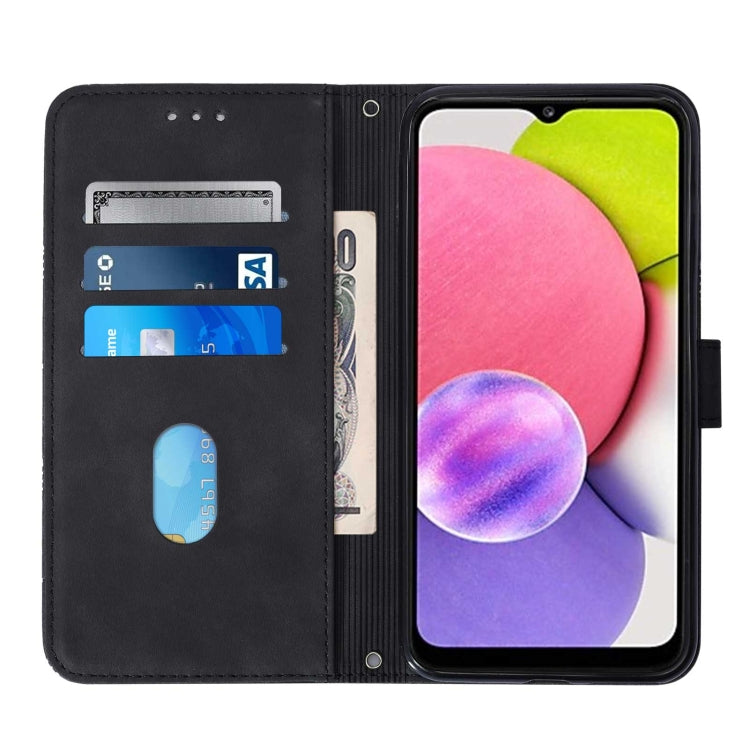 For Samsung Galaxy A03s 166mm Crossbody 3D Embossed Flip Leather Phone Case