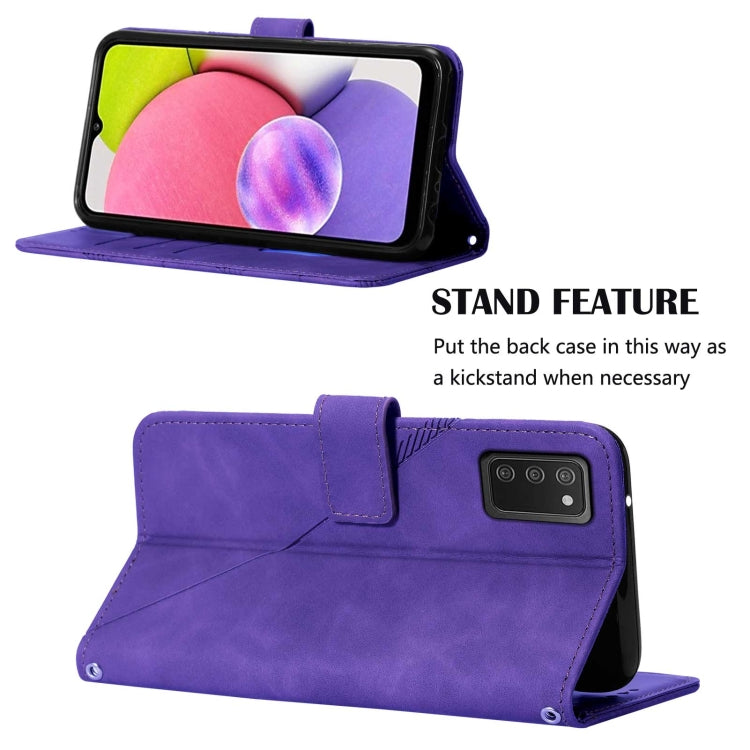 For Samsung Galaxy A03s 166mm Crossbody 3D Embossed Flip Leather Phone Case