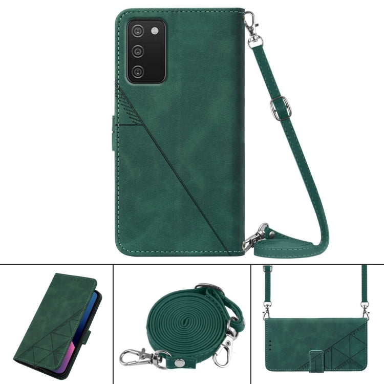 For Samsung Galaxy A03s 166mm Crossbody 3D Embossed Flip Leather Phone Case