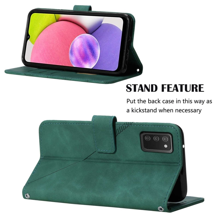 For Samsung Galaxy A03s 166mm Crossbody 3D Embossed Flip Leather Phone Case