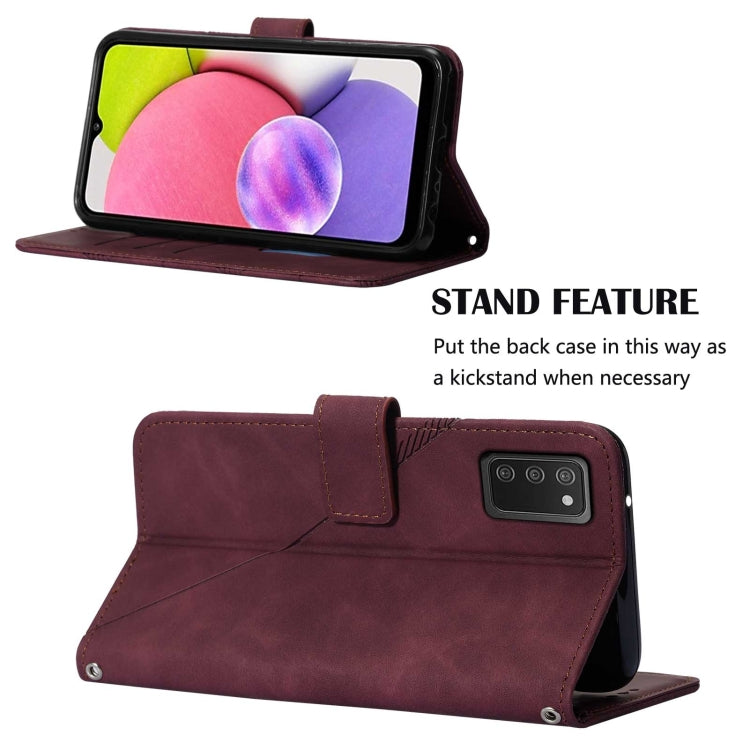 For Samsung Galaxy A03s 166mm Crossbody 3D Embossed Flip Leather Phone Case