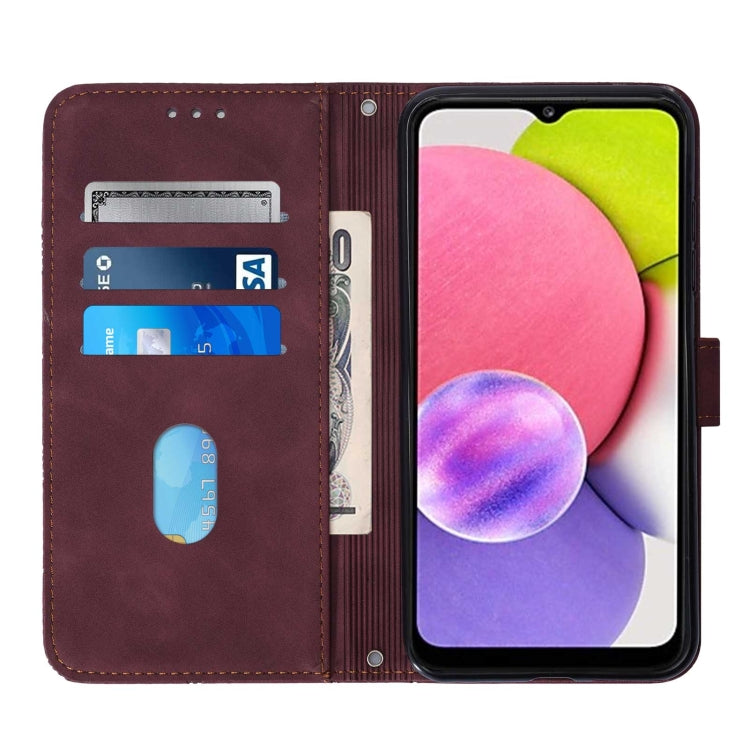 For Samsung Galaxy A03s 166mm Crossbody 3D Embossed Flip Leather Phone Case