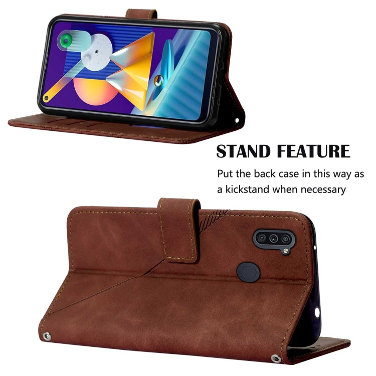 For Samsung Galaxy A11 / M11 Crossbody 3D Embossed Flip Leather Phone Case