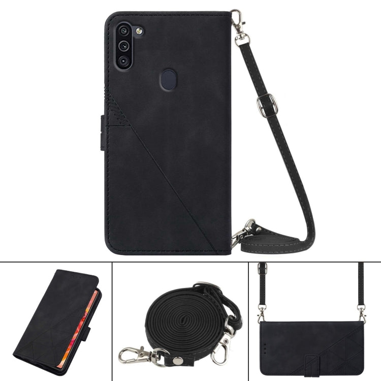 For Samsung Galaxy A11 / M11 Crossbody 3D Embossed Flip Leather Phone Case