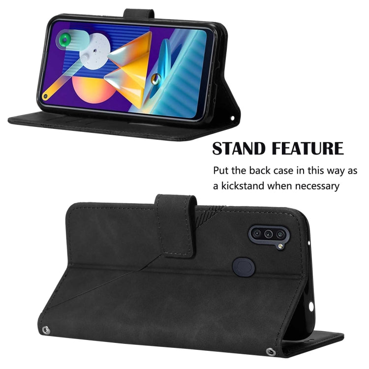 For Samsung Galaxy A11 / M11 Crossbody 3D Embossed Flip Leather Phone Case