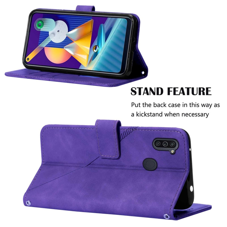 For Samsung Galaxy A11 / M11 Crossbody 3D Embossed Flip Leather Phone Case