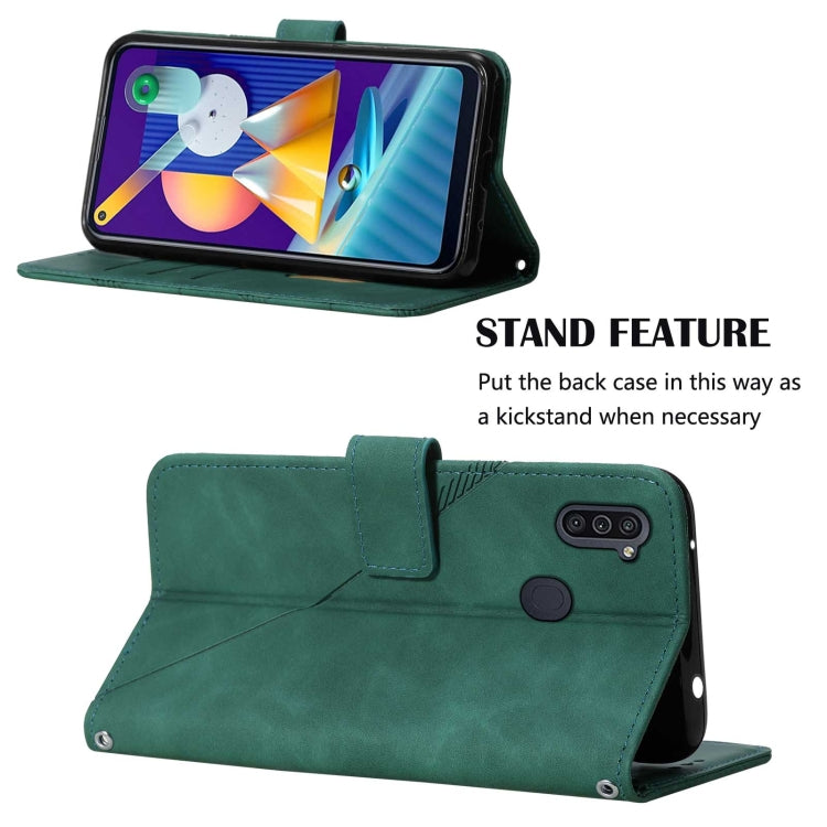 For Samsung Galaxy A11 / M11 Crossbody 3D Embossed Flip Leather Phone Case