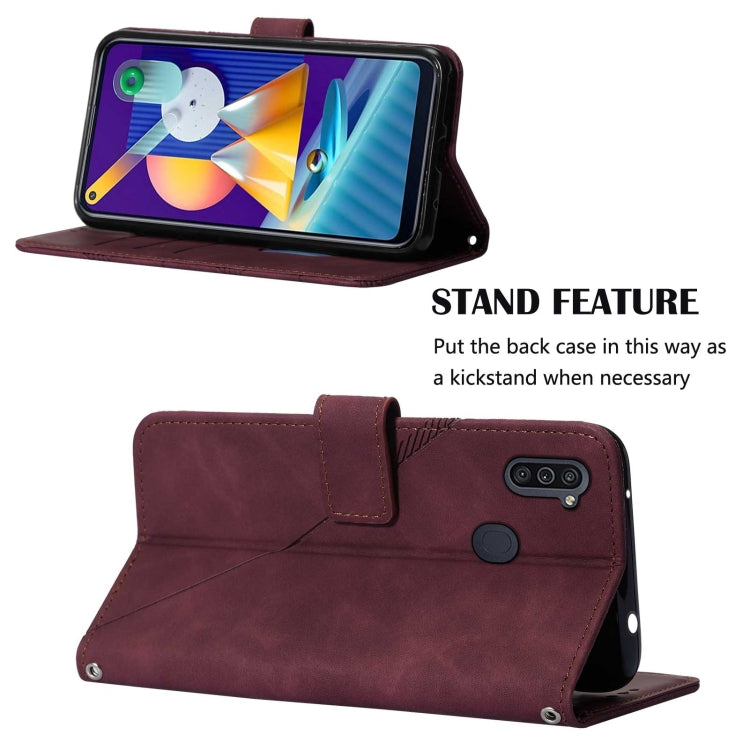 For Samsung Galaxy A11 / M11 Crossbody 3D Embossed Flip Leather Phone Case
