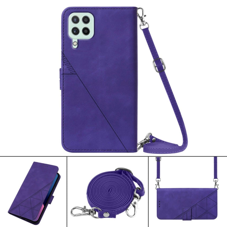 For Samsung Galaxy A22 4G EU/M32 International Crossbody 3D Embossed Flip Leather Phone Case