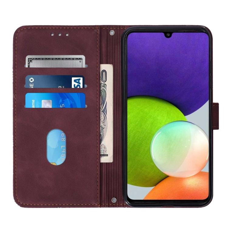 For Samsung Galaxy A22 4G EU/M32 International Crossbody 3D Embossed Flip Leather Phone Case