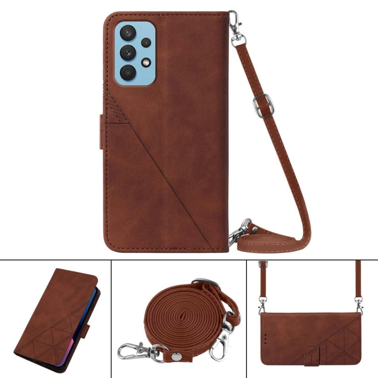 For Samsung Galaxy A32 4G EU Version Crossbody 3D Embossed Flip Leather Phone Case