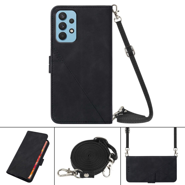 For Samsung Galaxy A32 4G EU Version Crossbody 3D Embossed Flip Leather Phone Case