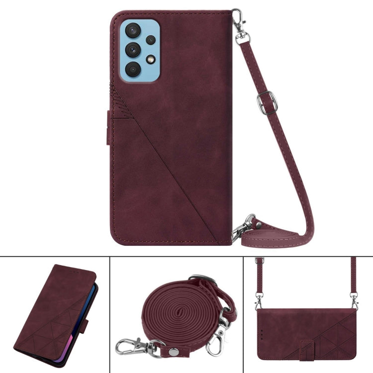 For Samsung Galaxy A32 4G EU Version Crossbody 3D Embossed Flip Leather Phone Case