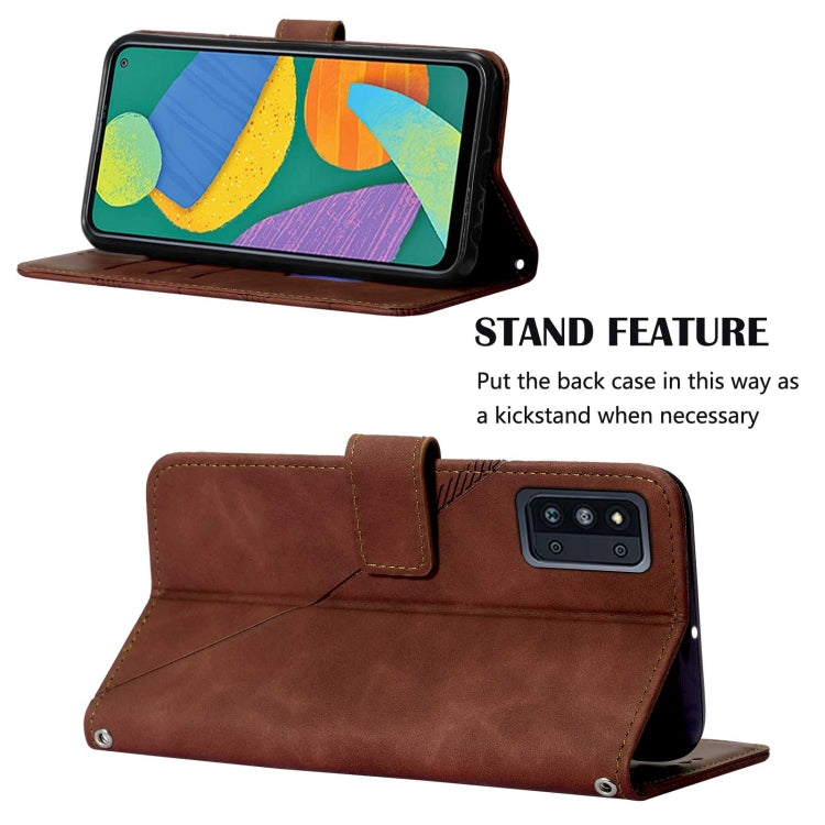 For Samsung Galaxy F52 5G Crossbody 3D Embossed Flip Leather Phone Case