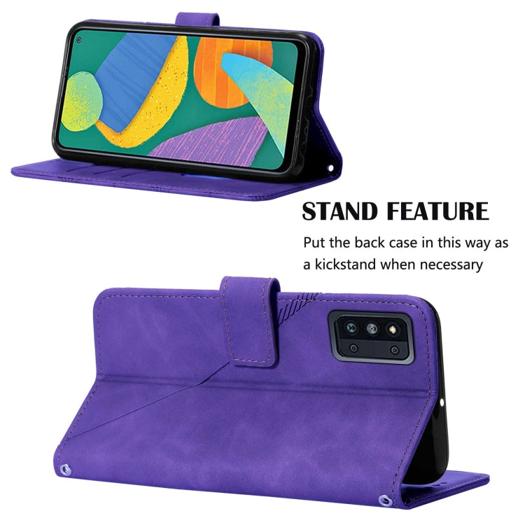 For Samsung Galaxy F52 5G Crossbody 3D Embossed Flip Leather Phone Case